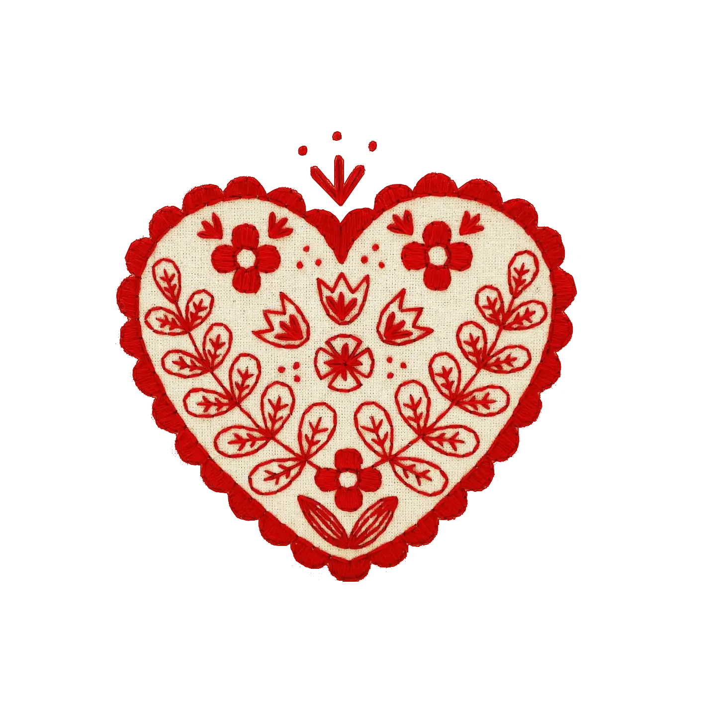 folk heart embroidery kit