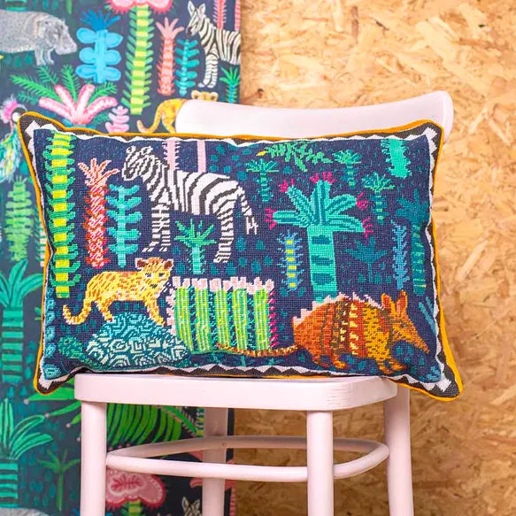 Jolly Animaux Needlepoint Cushion Kit by Lucy Tiffney—Shop Mimosa