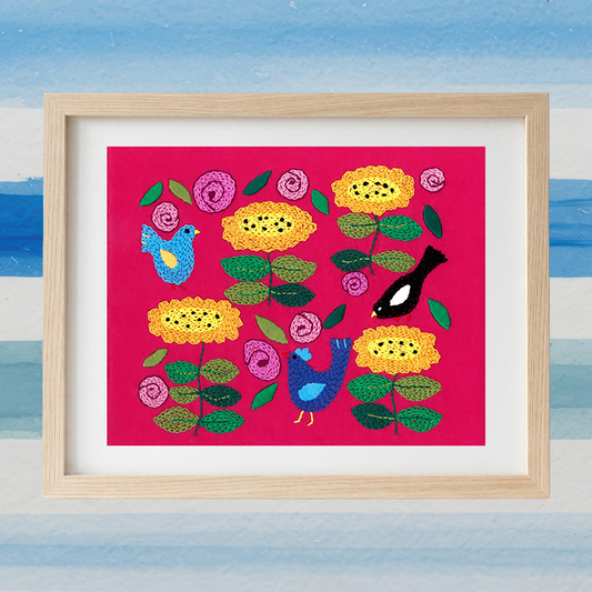 birds in my garden embroidery on felt kit