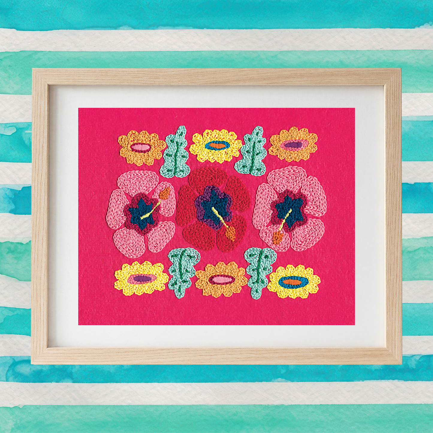 hibiscus embroidery on felt kit