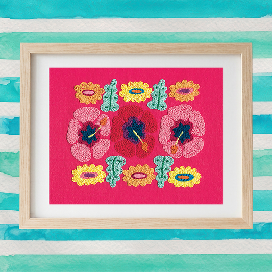 hibiscus embroidery on felt kit