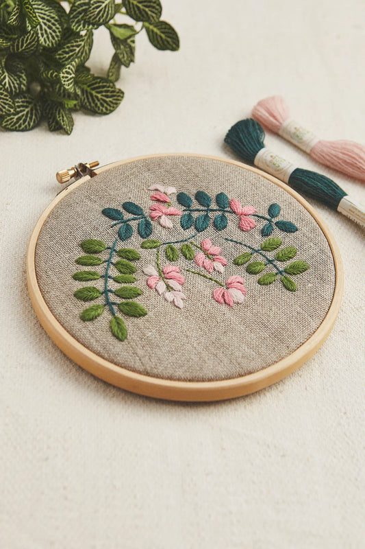 indigo botanical embroidery kit