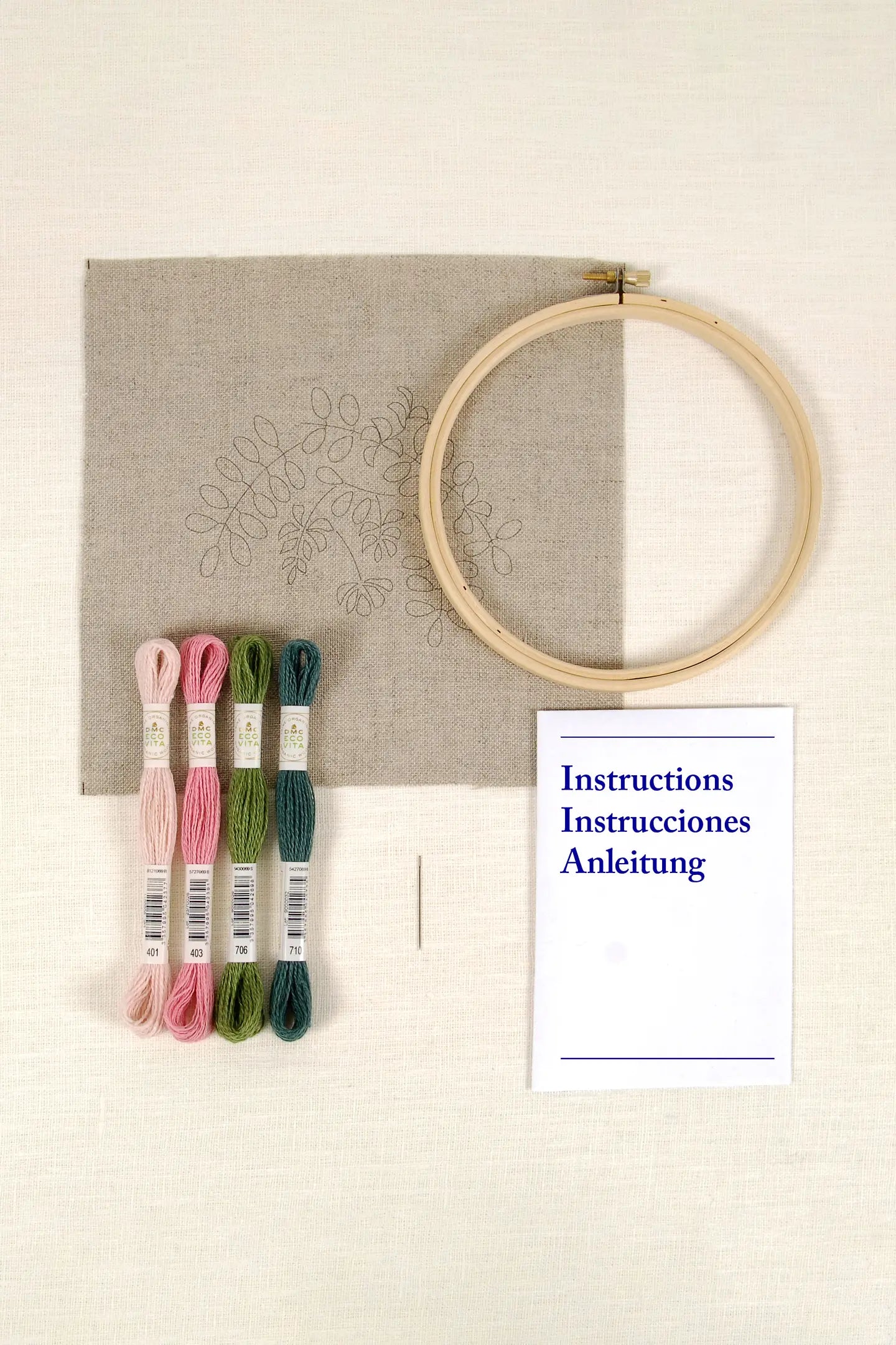 indigo botanical embroidery kit