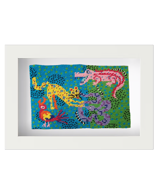 in the jungle postcard needlepoint kit