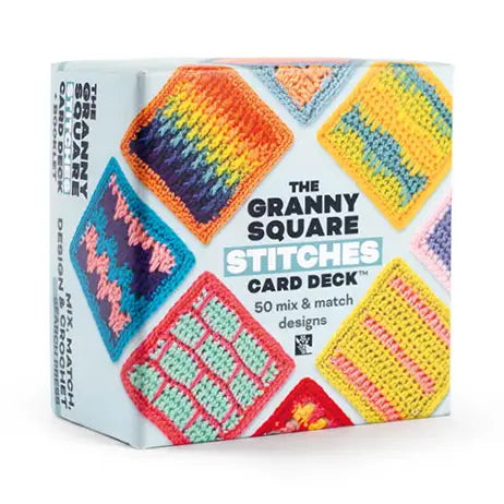 Pack of 50 granny square stitches cards in printed box packaging